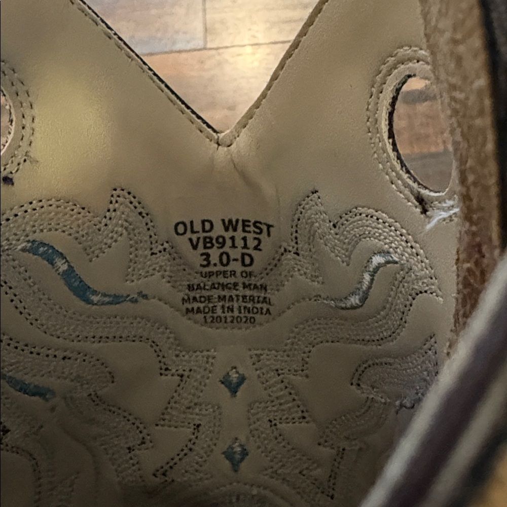 Old West Boy’s Tan & Brown Cowboy Boots - Picture 5 of 7